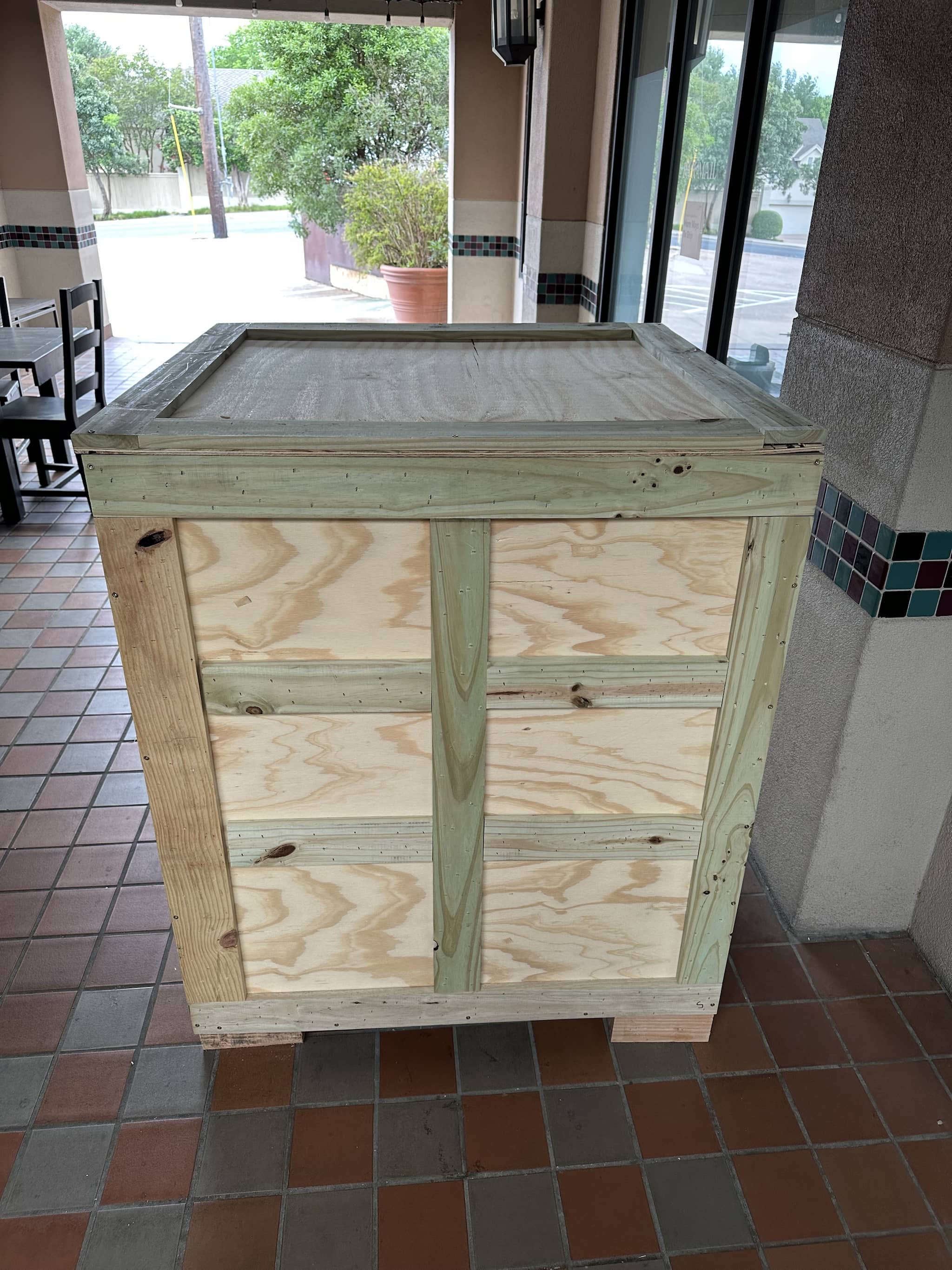 Interior foam blocking detail — custom crate padding
